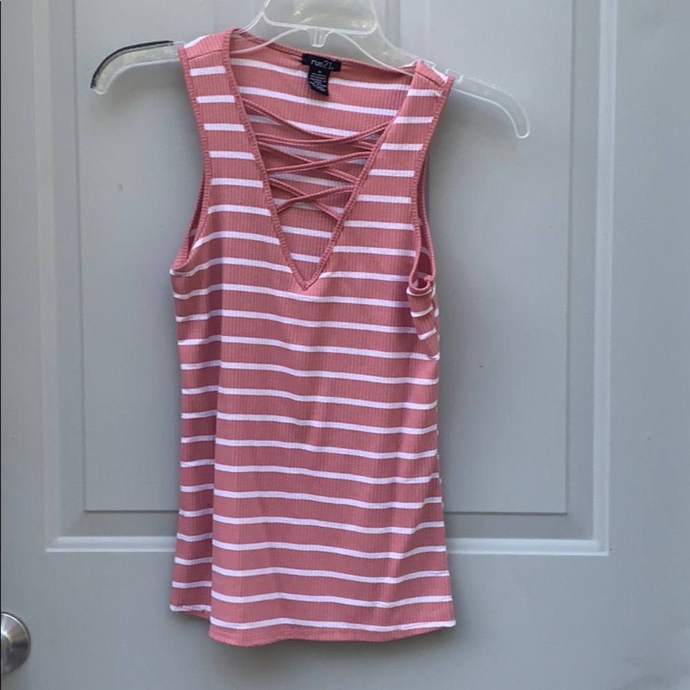 Pink stripe tank top